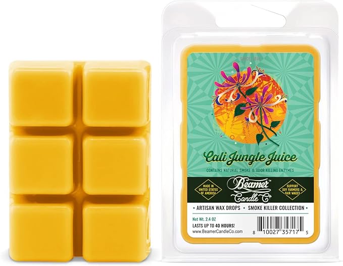 Beamer Candle Co. - Cali Jungle Juice Wax Melts – Sweet Honeysuckle Scent – Notes of Bergamot, Jasmine, Lily – 1 Pack of 6 Cubes - Odor Eliminating – High Fragrance – 40 Hour Burn Time