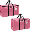 2-Pack Extra-Large Heavy-Duty Storage Totes with Reinforced Handles, Durable Zippers & Waterproof Material — Perfect for Space-Saving, Moving, Shipping and Travel (Pink)