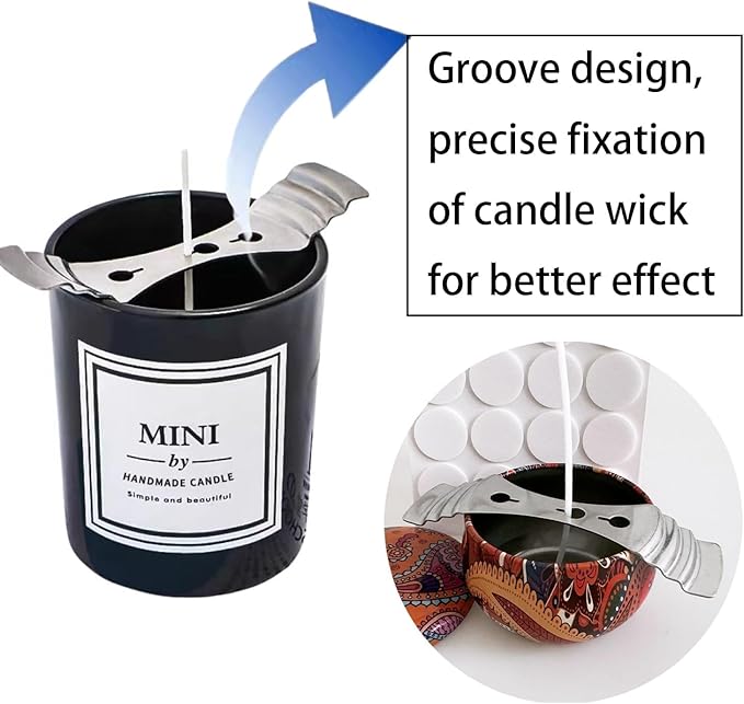 60 pcs Metal Candle Wick Centering Devices Stainless Steel Candle Wick Holder for Candle Making Candle Wick Holders