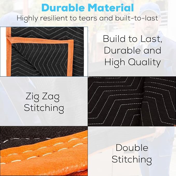 Simpli-Magic Heavy Duty Padded Moving Blankets 72" x 40" – 12 Pack – Packing Blankets, Furniture Covers for Moving