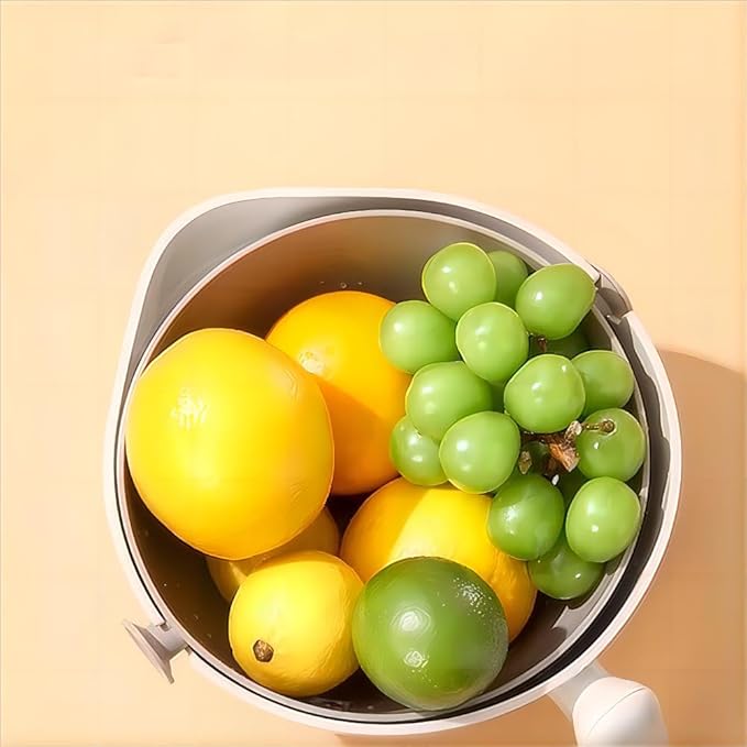 2-1 Colander for Kitchen-Rotatable Strainers for Kitchen-strainer bowl-Pasta Strainer-fruit strainer-Veggie Wash-kitchen stuff (Greyish White)