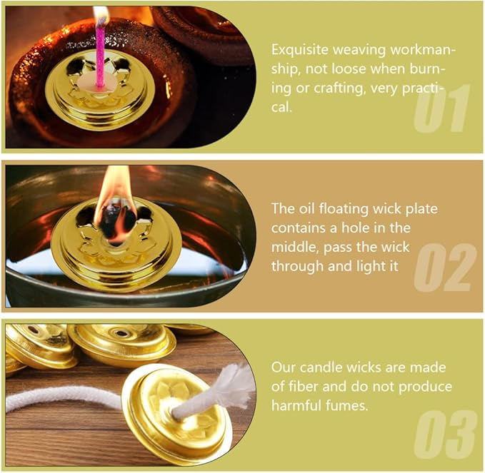 Brass Tube Wick Holder & Wick for Oil Cups, Glass Candles