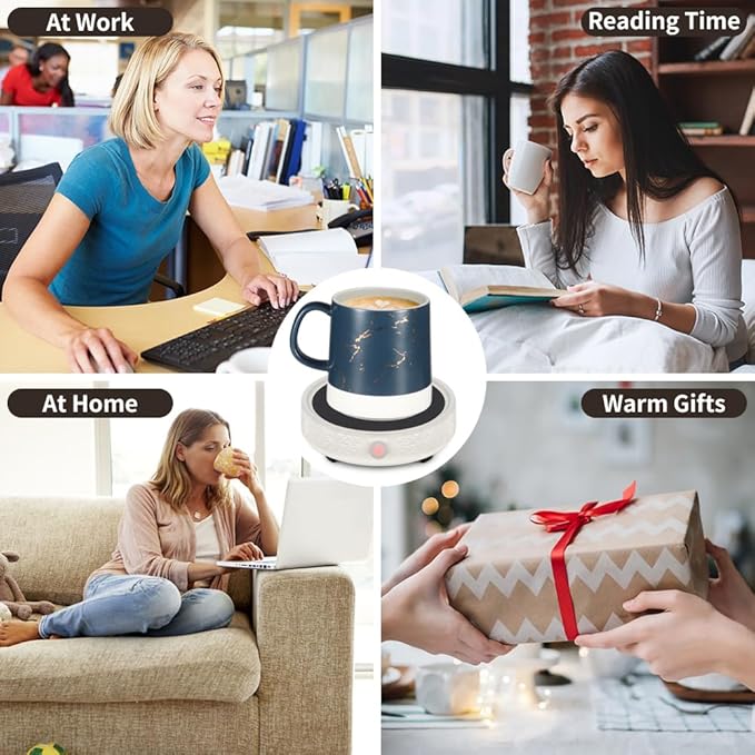 Coffee Mug Warmer for Desk, Electric Candle Warmer with Auto Shut Off, 2-4-8 Hour Timed Smart Cup Warmer for Heating Coffee, Beverage, Milk, Tea and Hot Chocolate(No Cup-White)