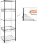 CAPHAUS NSF Adjustable Height 5 Tier Wire Shelving Unit w/Basket & Liner, Storage Rack Corner Shelves, Metal Storage Rack for Kitchen, Bathroom, Laundry Closet, Wire Shelving w/Basket Shelves Black