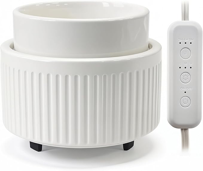 VICTORIA AROMA Ceramic Wax Warmer with Timer, Candle Wax Melter & Wax Burner for Scented Wax Melts, Electric Fragrance Wax Melt Warmer for Home Office Decor Ideal Gift（White）