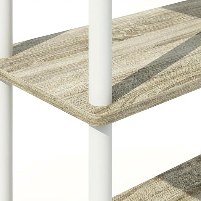 Furnifact White Bookcase, Sonoma Oak, Modern Design, Sturdy Wood, Spacious Shelves, Versatile Storage for Home or Office