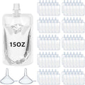100 Pcs Plastic Pouches Bulk Clear Juice Bags Squeeze Pouches Plastic Leak Proof Bags with Funnel for Party Favors (15 oz)