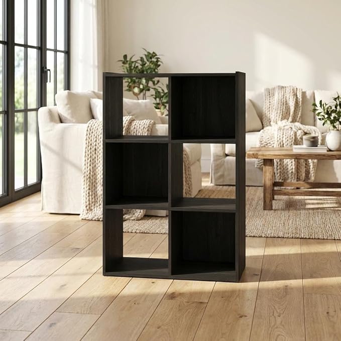 Furnifact Espresso Bookcase with Wooden Construction, Modern Design, Sturdy Support, Versatile Storage Solution for Home and Office