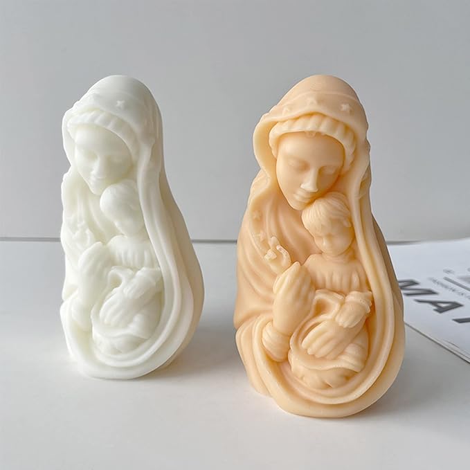 Virgin Mary Candle Mold, Silicone Mold for Religious Candle Making, Nativity Scene Candle Mold for Home Décor and Crafting