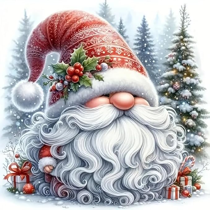 CZYWJMEI Christmas 5D Diamond Painting Kits for Adults Beginners,DIY Winter Gnome Diamond Art Kits,Full Round Drill Diamond Dot Gem Art Kits,Home Wall Decor 13.7x13.7nch