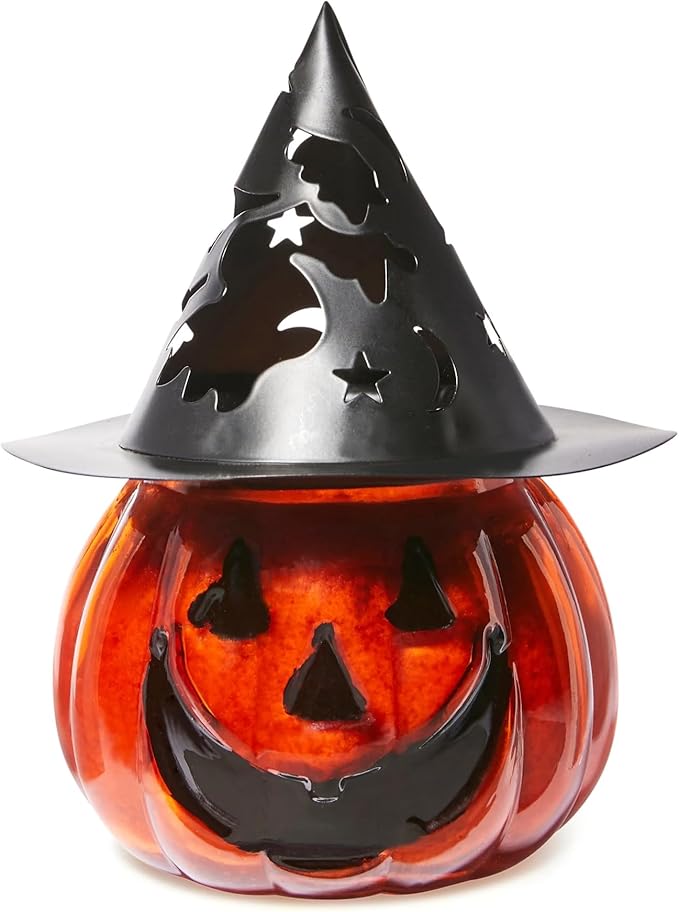 A Cheerful Giver Punky Pumpkin Jar Candle - Fun and Spooky Candle for Halloween Decorations - Uniquely Shaped Candle Jars for Indoor/Outdoor Decor - Papa's Pumpkin Pie Scent - 10 Oz
