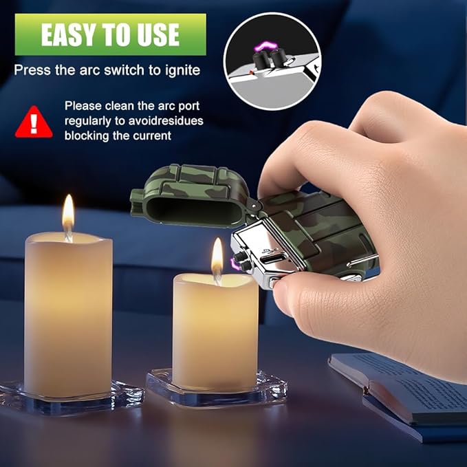 LcFun Electric Lighter USB C Rechargeable Plasma Lighter Windproof Flameless Arc Lighters, Waterproof Matches for Camping Hiking Hunting, Survival Tactical Gear Gifts for Men Fathers Husband