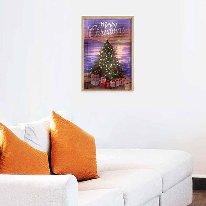 AIVKIEJK Diamond Painting Kits for Adults - Merry Christmas Coastal Winter Beach Painting DIY 5D Full Drill Diamond Dots Paintings with Diamonds Gem Art and Crafts Home Decor 8"x12"