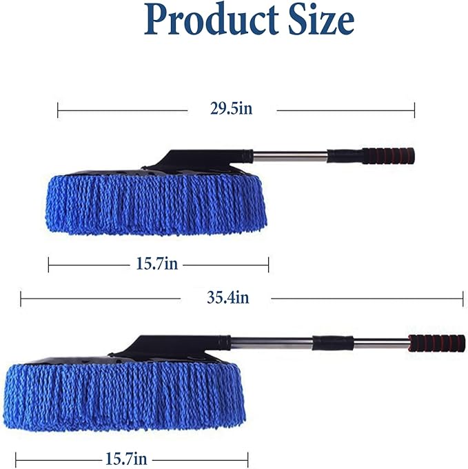 Car Duster Interior, Car Duster Exterior Mini for Dust Brush with Extension Pole Blue Stretchable