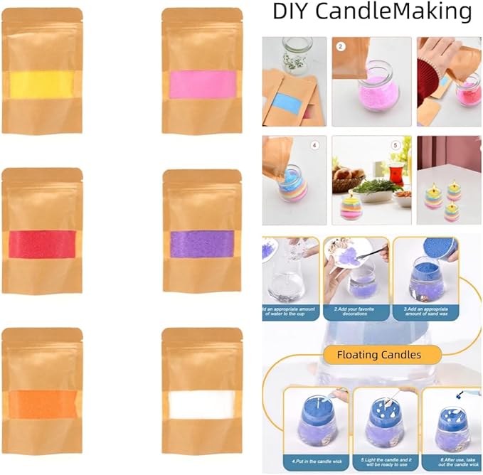 PHYMAT 3.5oz Pearled Candle, 10 Color Candle Sand with 50pcs Wicks, Refillable Sand Candle Wax Kit for DIY Handmade Candles Making, Wedding, Party Decor