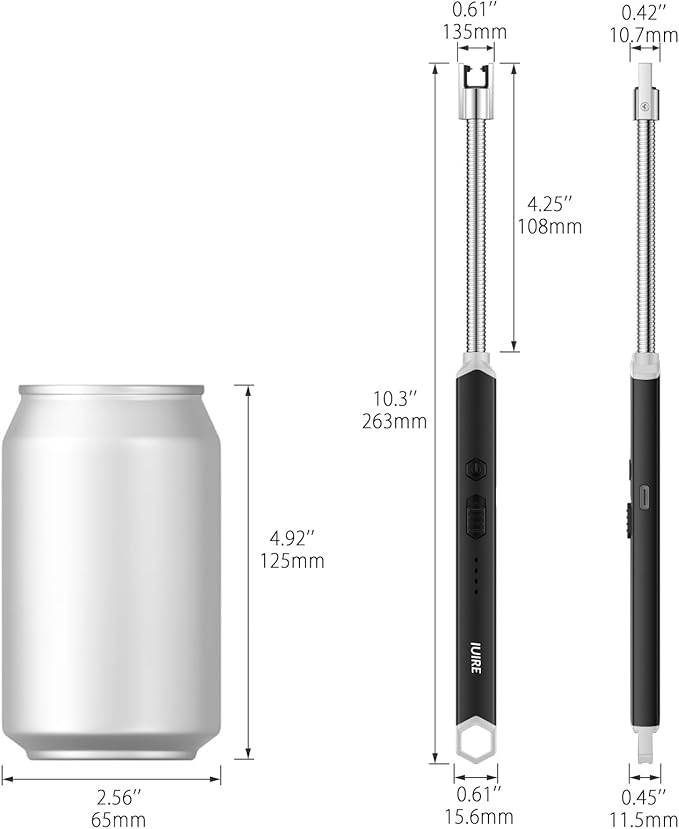 Electric Candle Lighter USB C Rechargeable Plasma Arc Lighters with 360° Flexible Neck Windproof for Deep Candles, Gas Stove, Camping Grill & Fireworks (Grey)