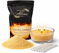Candle Sand with 10 Wicks – 1 LB Refillable Sand Candle Wax for DIY Candles, Wedding Centerpieces, Home Decor – Golden Amber