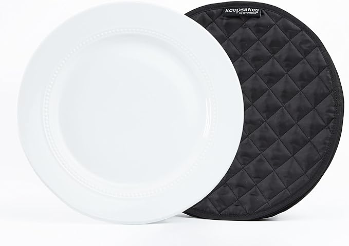 Covermates Keepsakes Quilted Dish Dividers – Set of Padded Plate Protectors for China & Dinnerware Storage, Scratch Protection, Machine Washable, Black