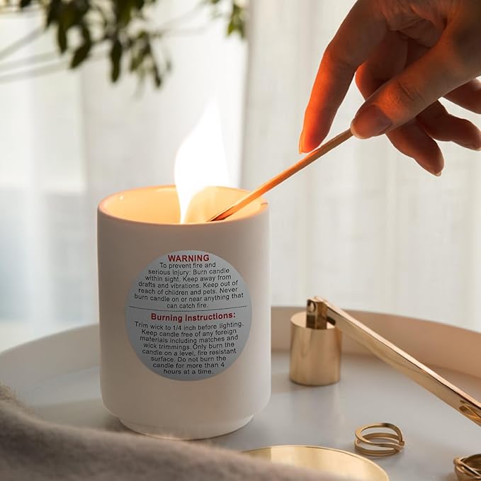 1500PCS Candle Warning Labels,Candle Wick Stickers,1 Inch Candle Safety Stickers,Candle Jars and Tins Warning Labels for Candle Making DIY Candle Jars