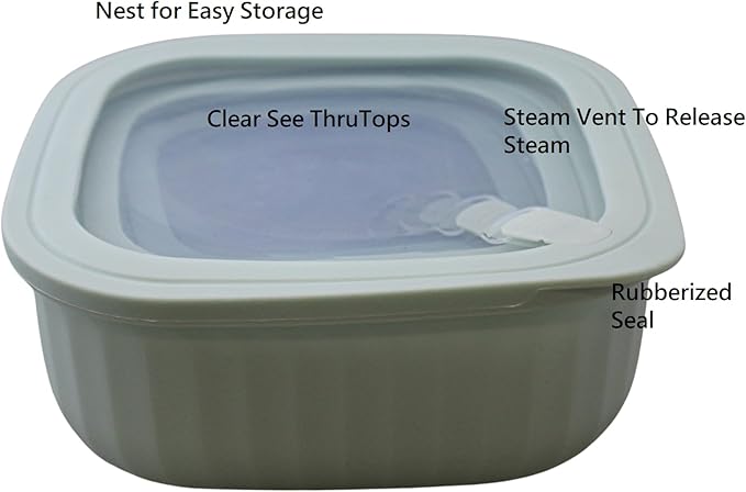 Set of 4 BPA-Free Square Food Storage Containers Vented Lids Assorted Sizes, Microwave & Freezer Safe Nesting Design for Leftovers Meal Prep Fridge Organization Dry Grains (Green)