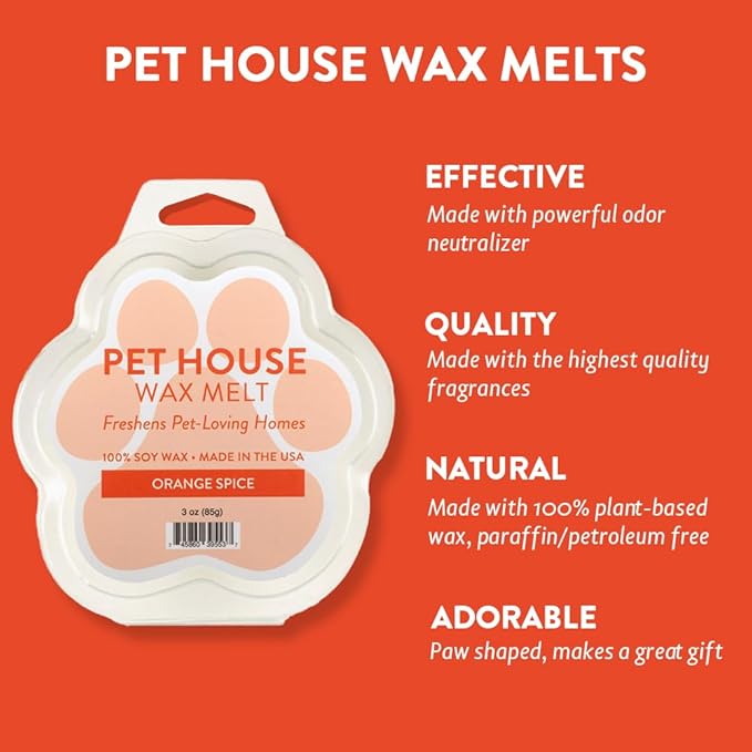 Pet House Orange Spice Scented Christmas Wax Melts - Natural, Long-Lasting, Plant Based Pet Friendly Soy Wax Melts Pack of 2
