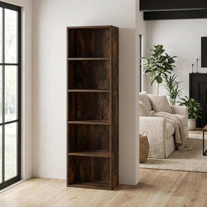Furnifact Amber Pine Bookcase with Stylish Wooden Shelves, Durable Construction, Modern Design, Perfect for Living Room, Home Office, and Bedroom Storage