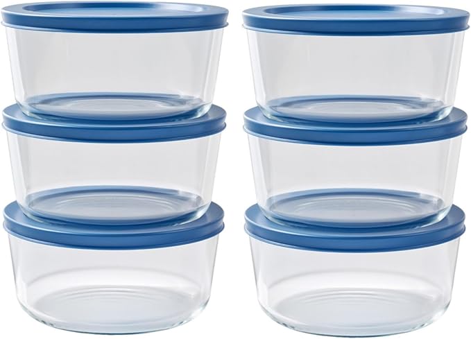 DURA LIVING 12-Piece Glass Food Storage Containers Set (6 Containers + 6 BPA-Free Lids) | 4-Cup, Leakproof | Microwave, Freezer, Oven & Dishwasher Safe | Ideal for Meal Prep & Pantry Organization