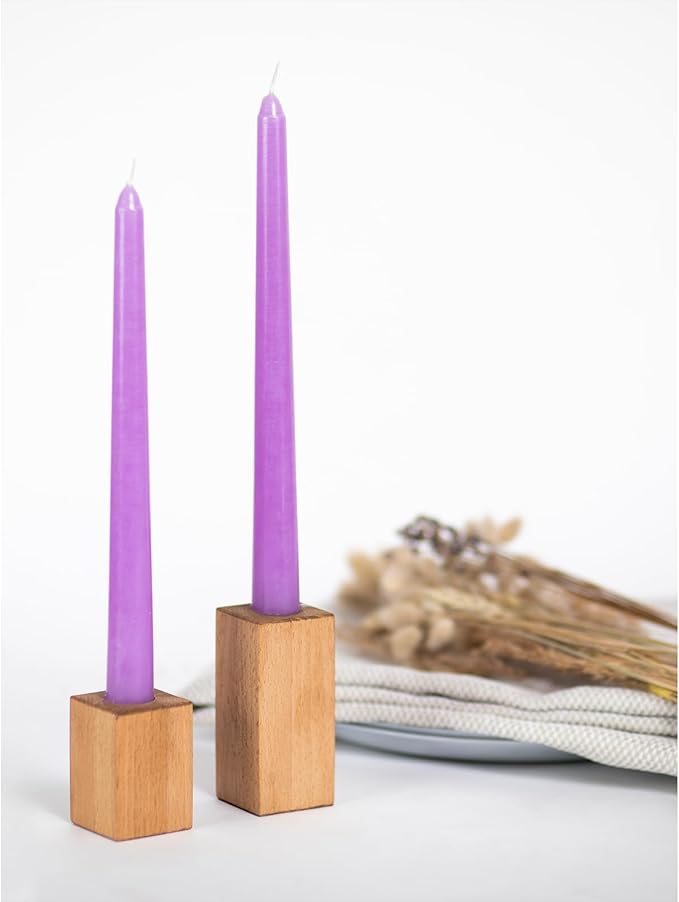 CANDWAX Lilac 10 inch Taper Candles Set of 12 - Unscented Smokeless Dripless Candlesticks - Perfect for Special Occasions, Ordinary Dinners, Holidays and as Easter Candles - Tall Candle Sticks
