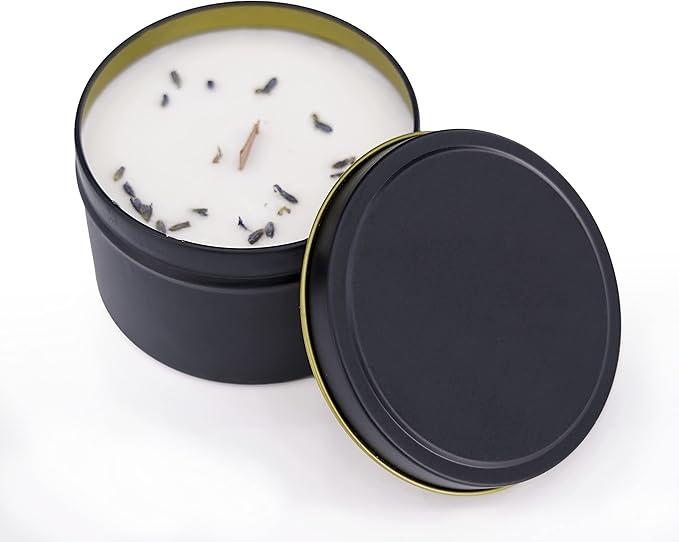 Edamame Candle Tin 24 Pcs,8oz,Candle Containers,Candle Jars for Candle Making,Arts&Crafts,Storage&More -Black