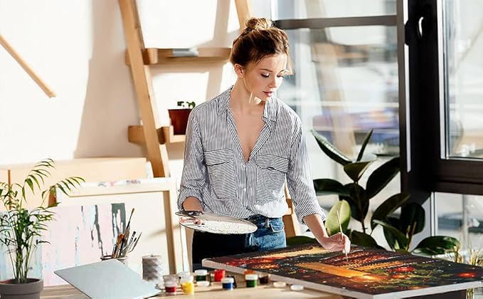 TCDZMYGS Christmas Paint by Numbers Kit for Adults Beginner,Books Candle Paint by Number Kits Without Frame,DIY Acrylic Oil Painting by Numbers for Home Wall Decor 11.8 x 15.7 inch
