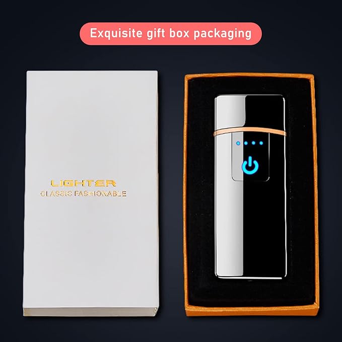 Dragon Electric Lighter - Windproof USB Rechargeable Slim Coil Lighter with Smart Fingerprint Sensor Double Side Ignition, Flameless Power Indicator (Dragon)