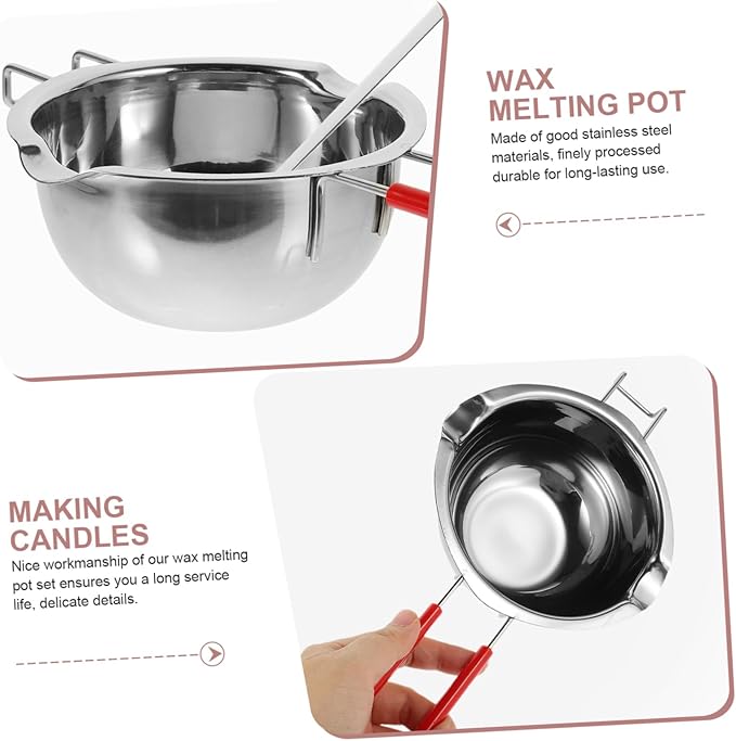 FONDOTIN 1set Candle Making Supplies Wax Melting Pot Set Long Handle Scented Wax DIY Candle Craft Tool Kit