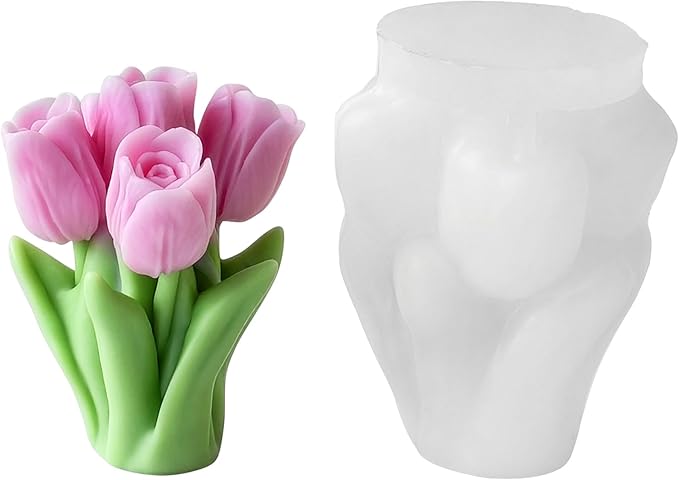 Tulip Candle Silicone Molds Resin Casting Mould for for DIY Flower Candles Polymer Clay Craft Plaster Home Decoration