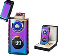 Electric Lighters Plasma Lighters Rechargeable with with LED LED Display and LED Emergency Lights Windproof USB Rechargeable Lighter Cool Lighte for Candle,Camping,Gift(Color)