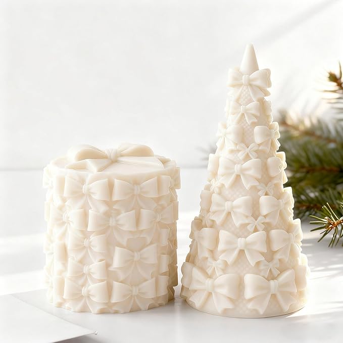 Candle Mold for Candle Making, 3D Column Silicone Mold for Resin Casting DIY Plaster Polymer Clay Home Decoration (Bow Knot)