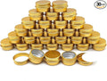 30 pack 5ml Lip Balm Tin Cans, 5g Mini Aluminum Makeup Sample Containers with Screw Lid, Empty Metal Tins Pot Storage Travel Jars for Cosmetic Cream Candle Tea, 5 Gram Small Tins, Gold Color