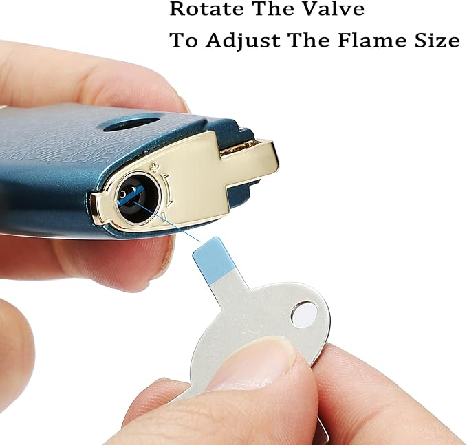 Double Torch Butane Lighter with Punch, Jet Windproof Lighter with Keyhole, Refillable and Adjustable, Great Gift for Men and Women, Sold Without Butane(Blue)