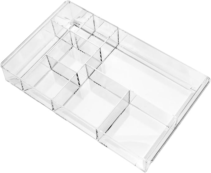 Acrylic Drawer Organizer, 8-Section Clear Acrylic Drawer Divider Tray Makeup Tray Organizer for Office Bedroom Drawers