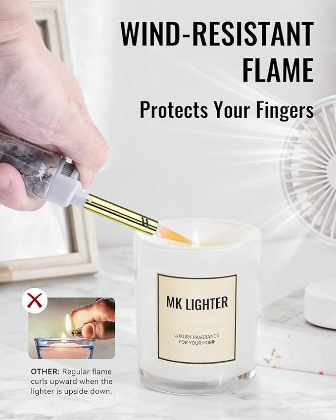 5pc MK Lighter Refillable Butane Lighters – Windproof Torch Flame, Multipurpose Jet Flame Butane with Long Wand for Indoor & Outdoor Use Gift Couples Friends Family (Marble - 5PCS)