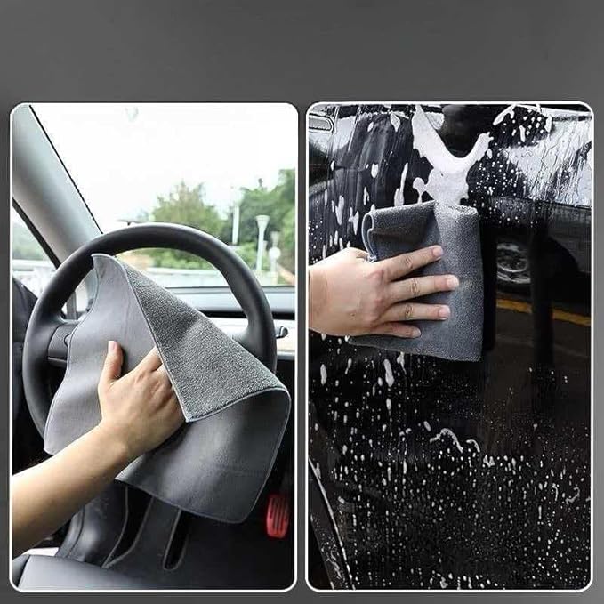 Car Interior Suede Cleaning Towel for Sonata SEL 2024, Ultra Soft High Absorbent Lint Free Scratchless Auto Detail Cloth Grey,XS30cm×30cm