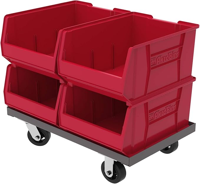 Akro-Mils 30289 Super-Size AkroBins Plastic Storage Bins, Space-Saving Stackable Bins for Garage, Classroom, Warehouse Organization, 24" L x 18" W x 12" H, Red, 1-Pack