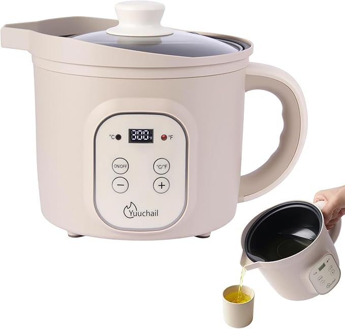 Yuuchail 1.6QTs Electric Wax Melter with Digital Display, Precise Temp Control 90–300°F, 3-Hour Auto Shut-Off & Non-Stick Coating, Wax Melting Pot for DIY Candle Making, Soap Making, Wax Crafts