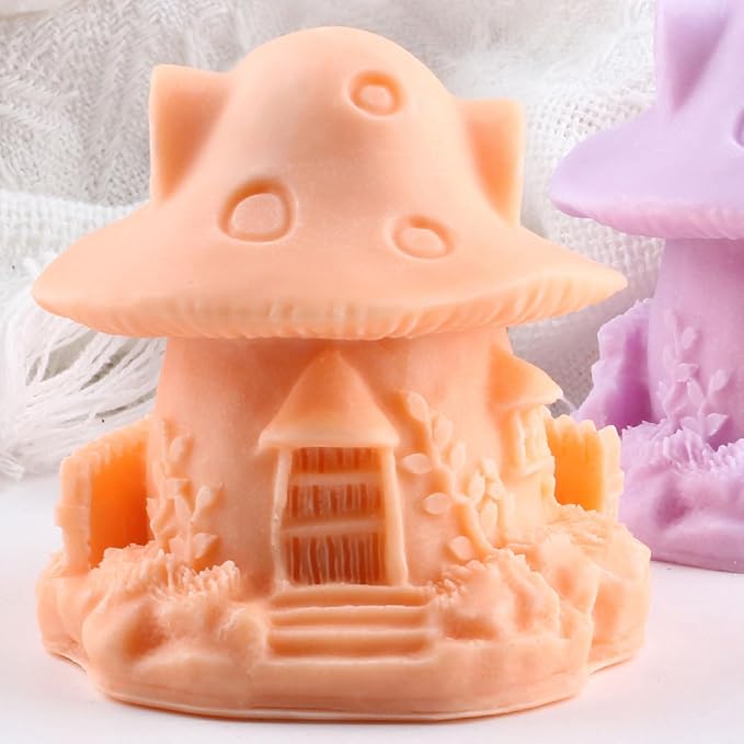 XIAOSHUI Mushroom House Candle Mold House Resin Casting Silicone Molds for Candle Making Candle Home Decorate Aromatherapy Gypsum Candles Clay Craft