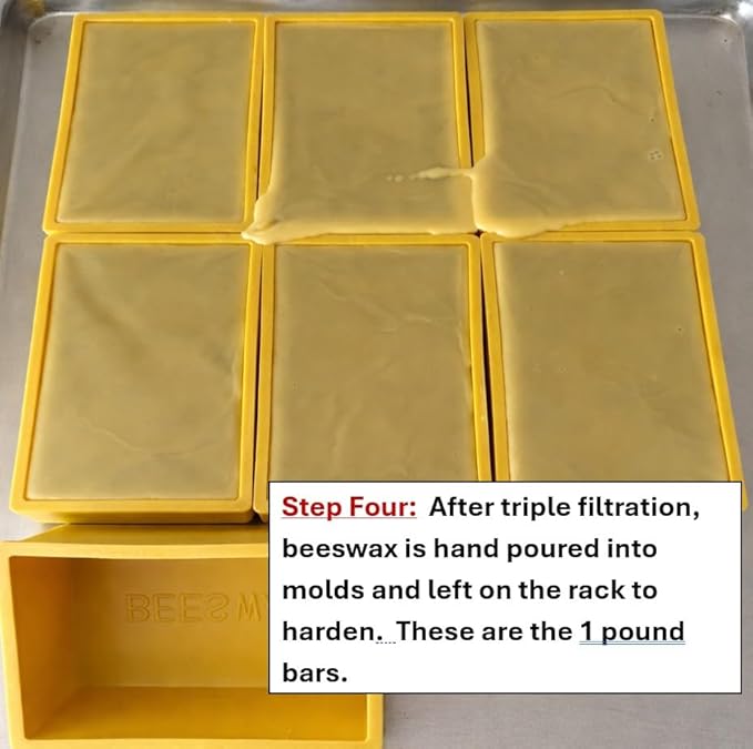 Two Pounds - Swampland Bees & Co., Florida. 100% Naturally Premium Yellow/Golden Beeswax. Ideal for Candles, Cosmetics, Waxing Bee Frames, etc. Triple Filtered & Hand Poured into Two - 1lb Bars.