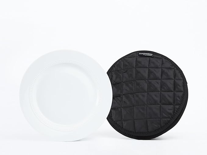Covermates Keepsakes Quilted Dish Dividers – Set of Padded Plate Protectors for China & Dinnerware Storage, Scratch Protection, Machine Washable, Black