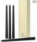 10-Inch Tall Dripless Taper Candles Set of 4 - Black Tapered Candles, Perfect for Halloween - Smokeless, Unscented, Long Burning - Hand Poured, Colored Tall Candlesticks - negras