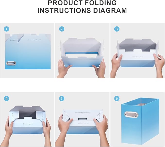 Oterri Cardboard File Organizer Box for Hanging File Folders Letter Size,File Box for Computer Desk,File Cabinet,Working Home,Office,Classroom(Gradient Light Blue, Letter Size - 4 Packs)