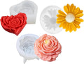 Candle Molds for Candle Making,Flower Molds Silicone Candle Molds for DIY Scented Candle,Soap Candle Making Kit,Soy Wax,Cake, Resin Casting Craft Making-3 Pack