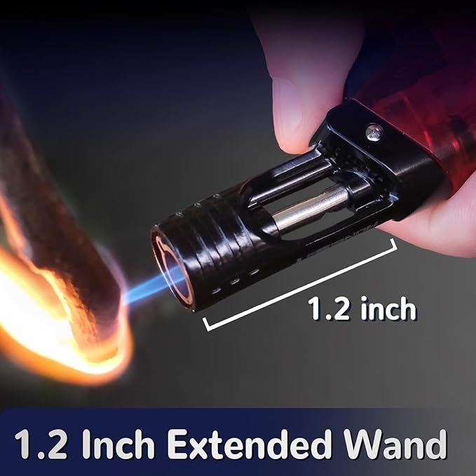 2 Pack Torch Lighter Mini Butane Multipurpose Utility Lighters with Wand Jet Flame Refillable Gas Lighters Pocket Lighter for Candle Camping BBQ Grill (Without Fuel) Assorted Colors