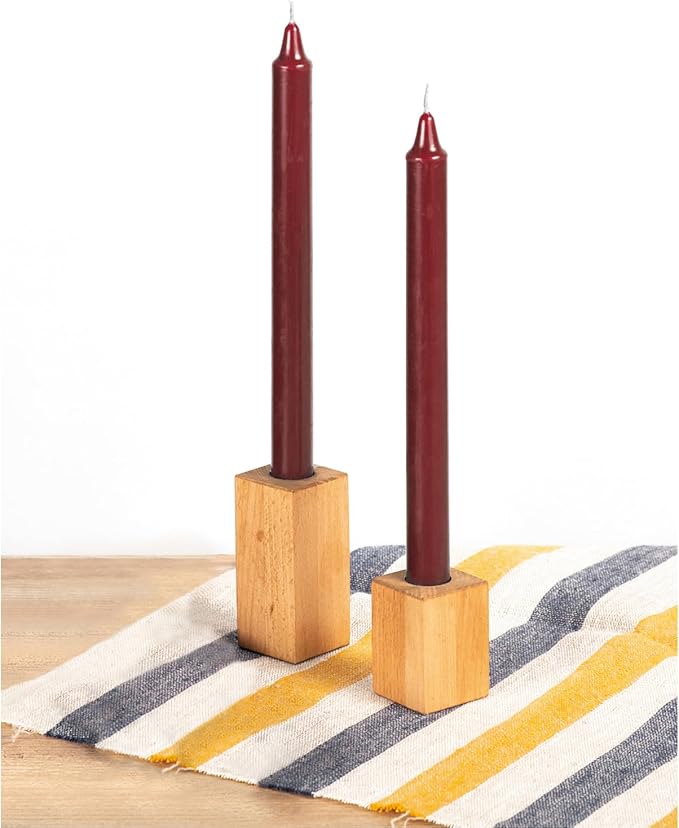CANDWAX Bordeaux Taper Candles Pack of 12 - Slow Burning Dripless Unscented Straight Candles 12 inch - Ideal for Dinner Table - Smokeless Long Candlesticks